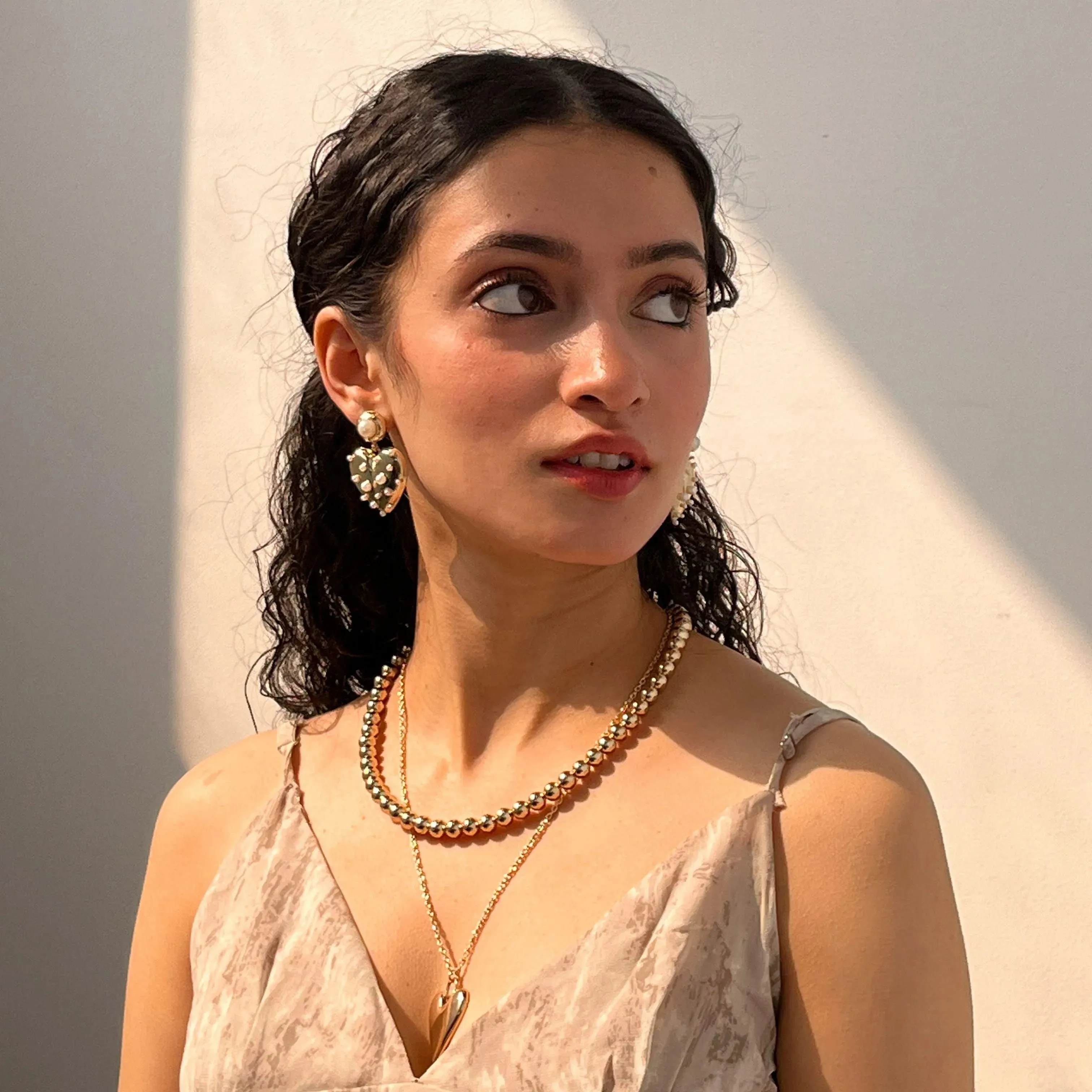 TFC Love Bump Gold Plated Dangler Earrings