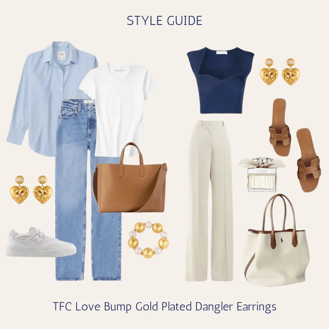 TFC Love Bump Gold Plated Dangler Earrings