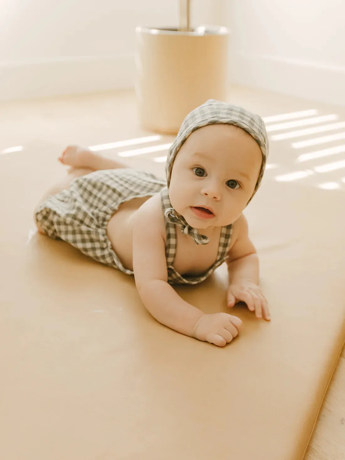 The Hayes Romper by Quincy Mae - Seagreen Gingham - BABY