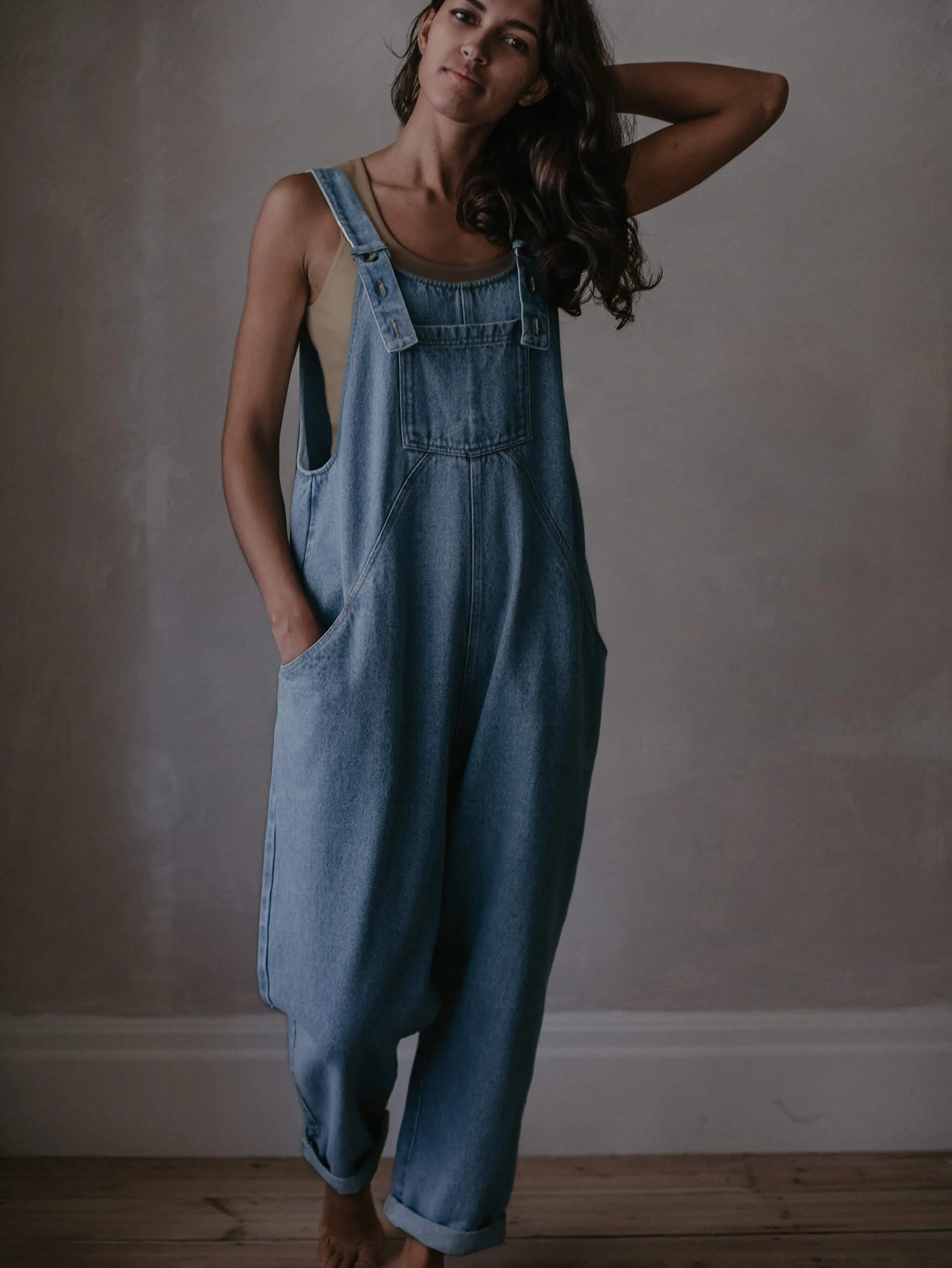 The Oversized Denim Dungaree -  Women's