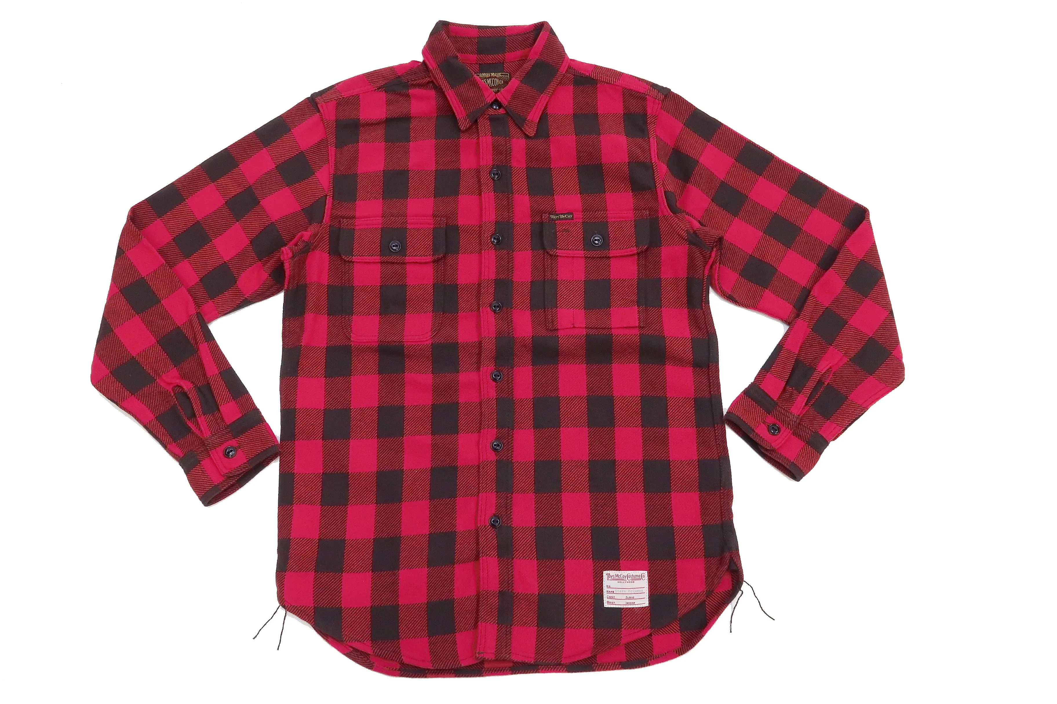 TOYS McCOY Steve McQueen Shirt Men's Buffalo Plaid Long Sleeve Button Up Shirt TMS2207 Red/Black