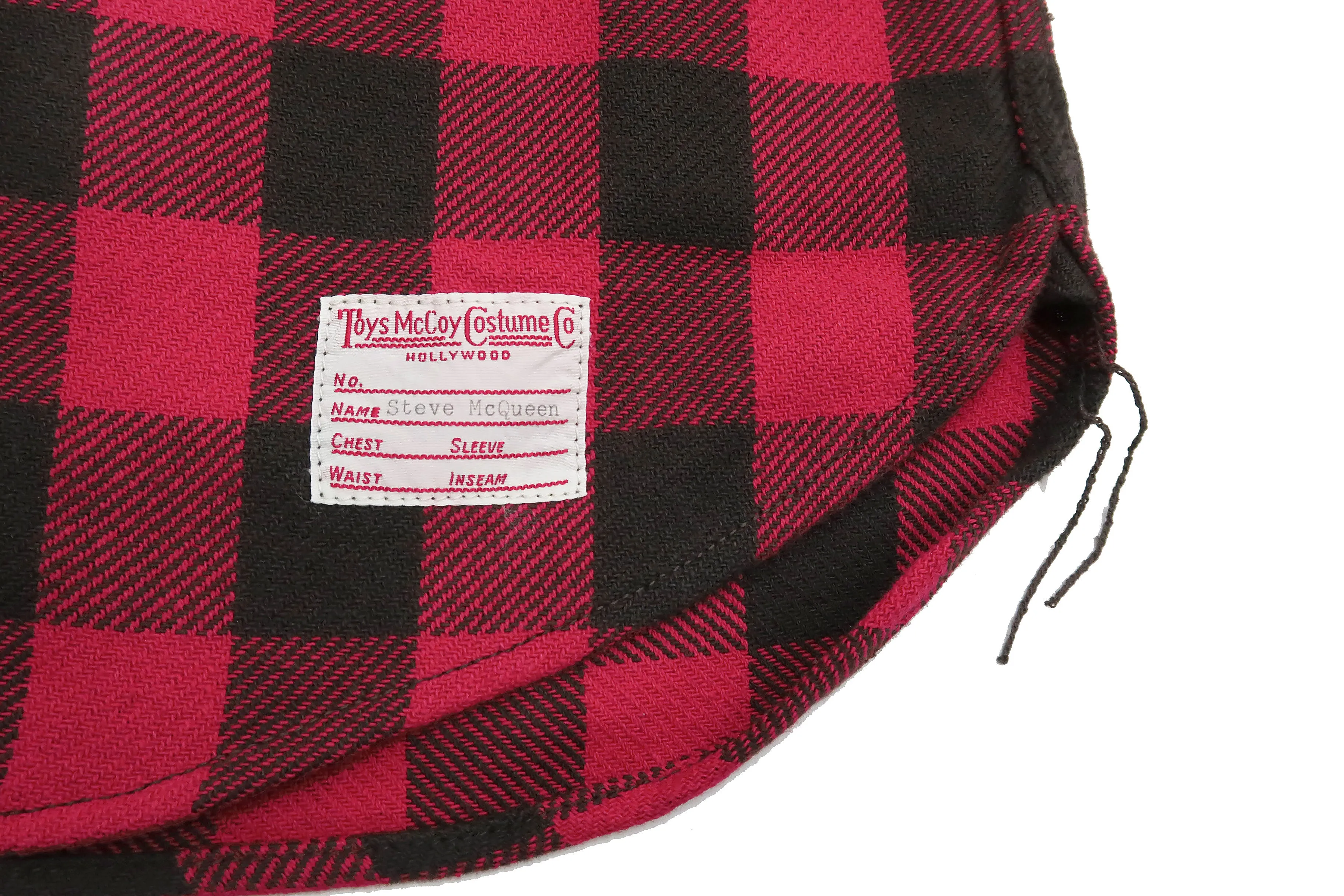TOYS McCOY Steve McQueen Shirt Men's Buffalo Plaid Long Sleeve Button Up Shirt TMS2207 Red/Black