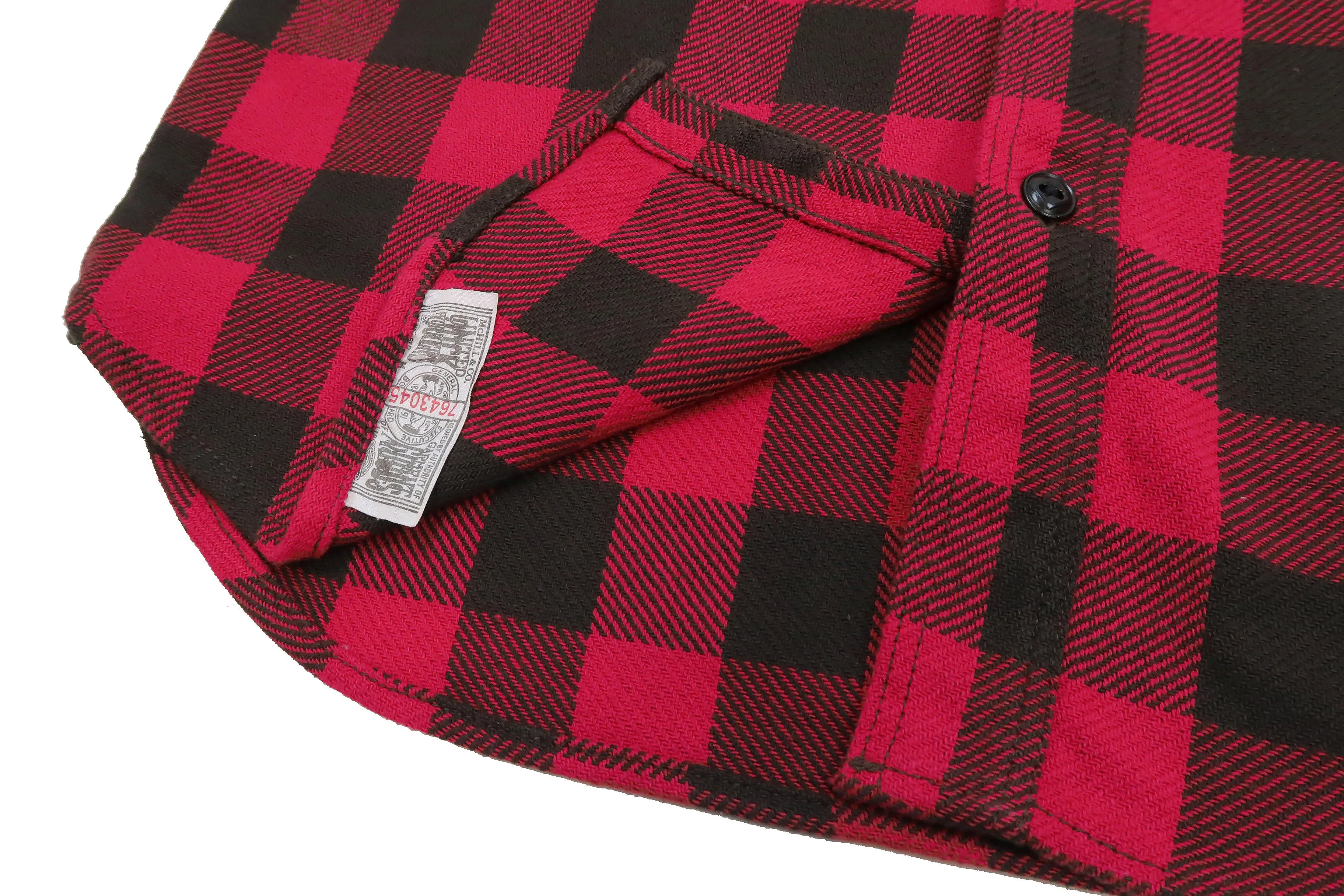 TOYS McCOY Steve McQueen Shirt Men's Buffalo Plaid Long Sleeve Button Up Shirt TMS2207 Red/Black