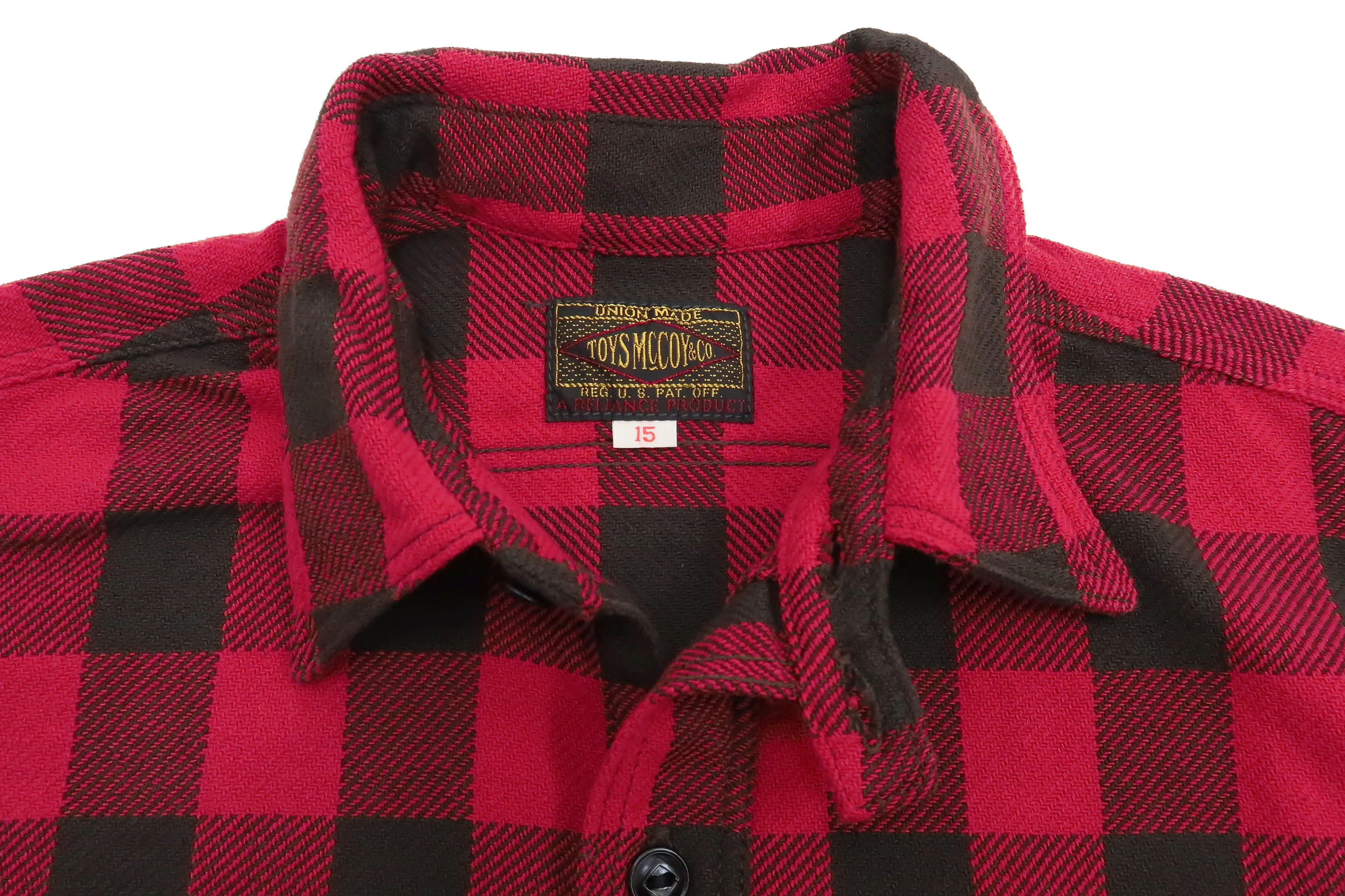 TOYS McCOY Steve McQueen Shirt Men's Buffalo Plaid Long Sleeve Button Up Shirt TMS2207 Red/Black