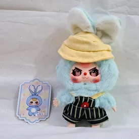 Turquoise with Overalls - Macaron Cute Bunny Plush Pendant - Baby Three