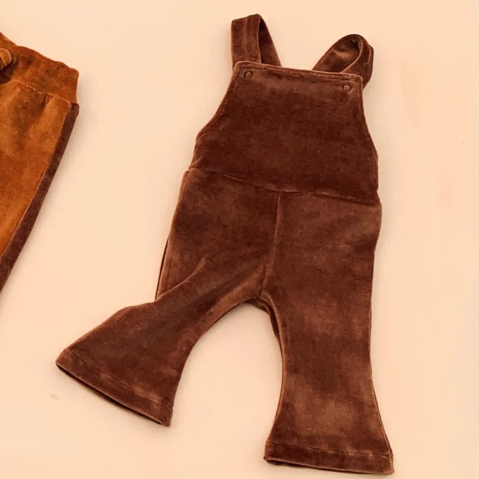 VELOUR baby bell overalls - hazelnut