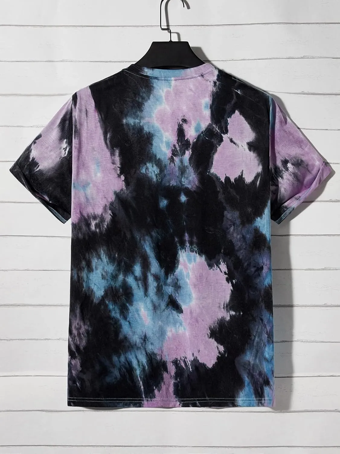 Verdusa Men's Tie Dye Short Sleeve Round Neck Graphic Tee Tops