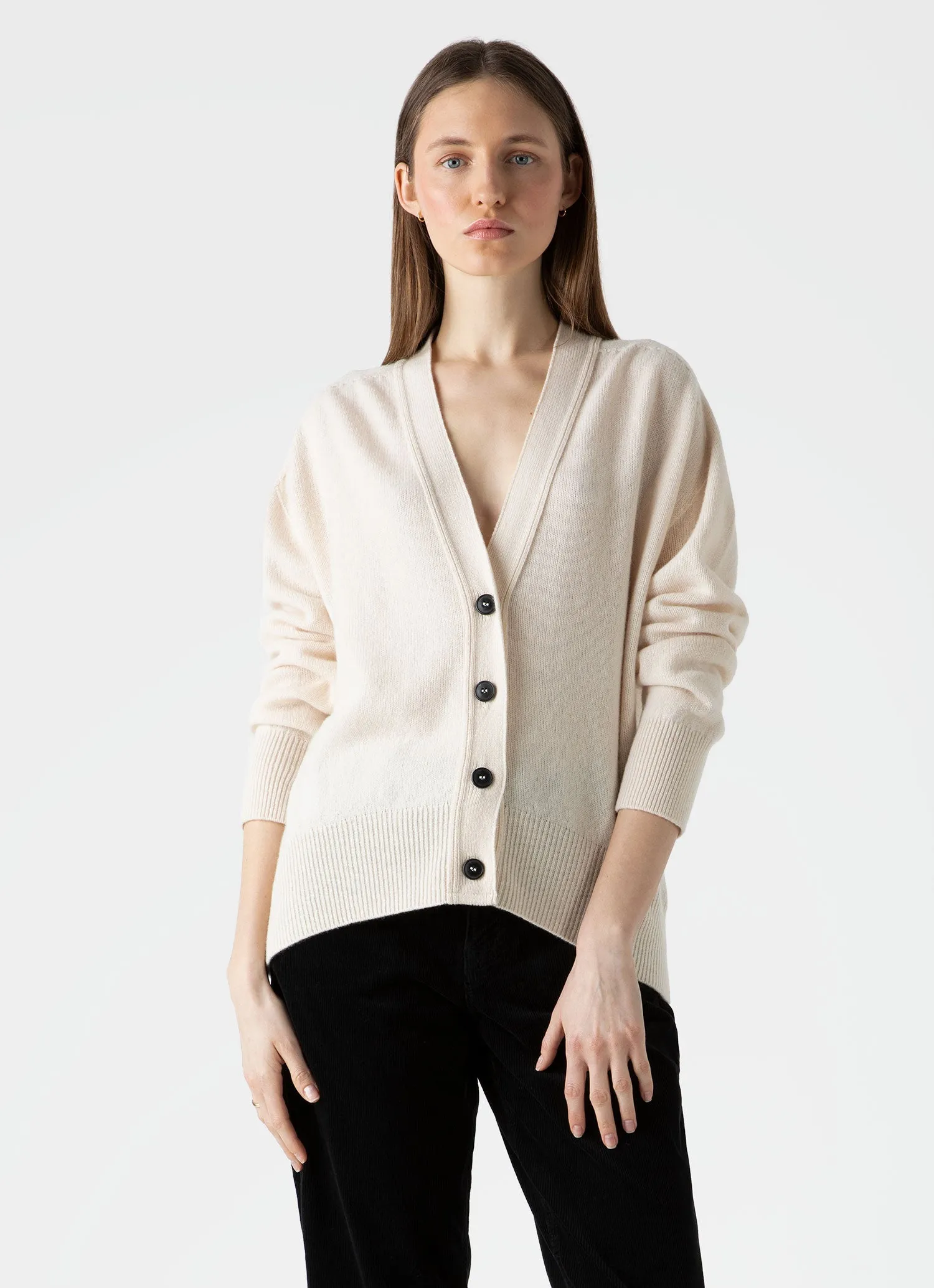 Womens Ecru Lambswool Cardigan