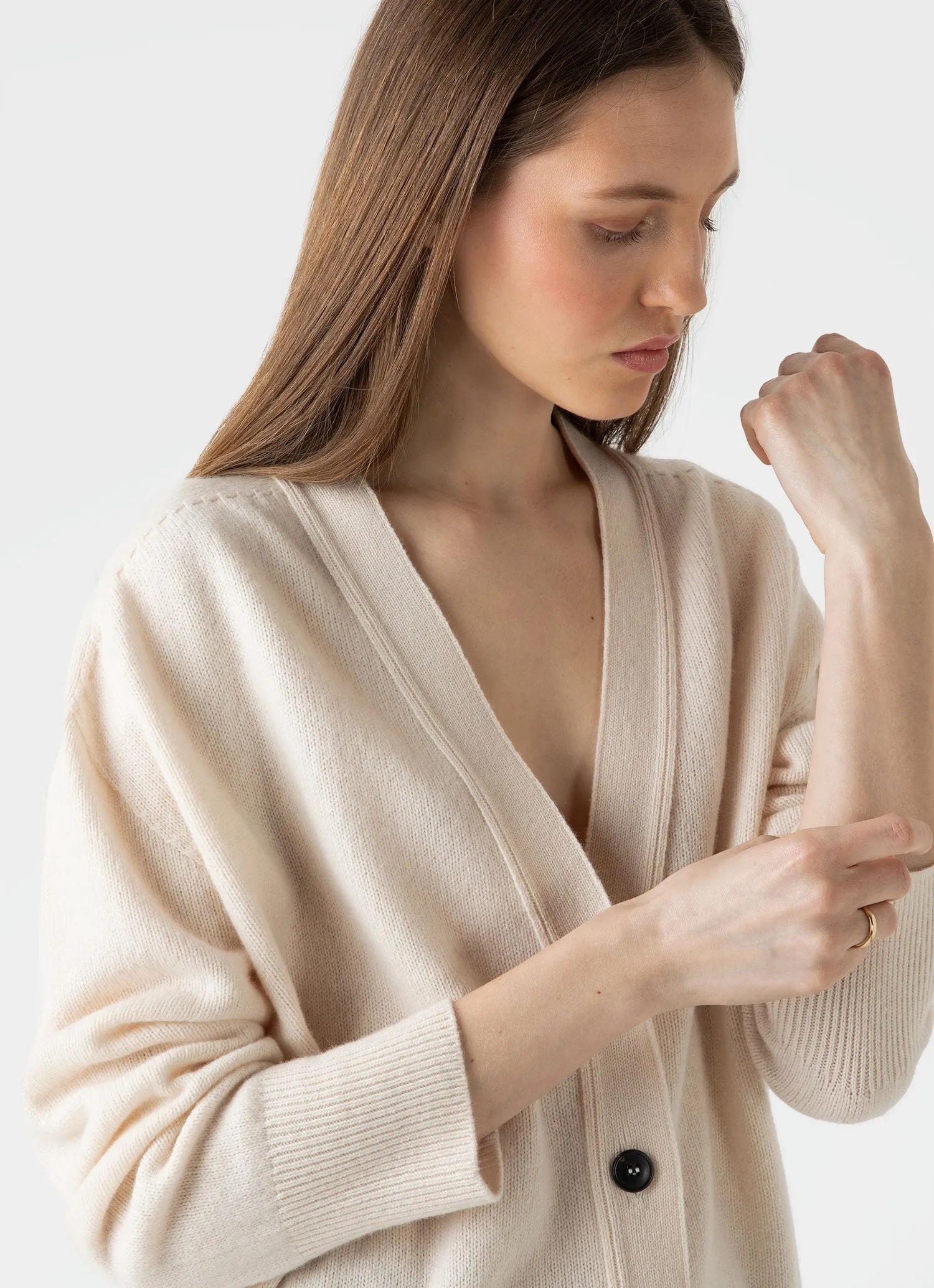 Womens Ecru Lambswool Cardigan