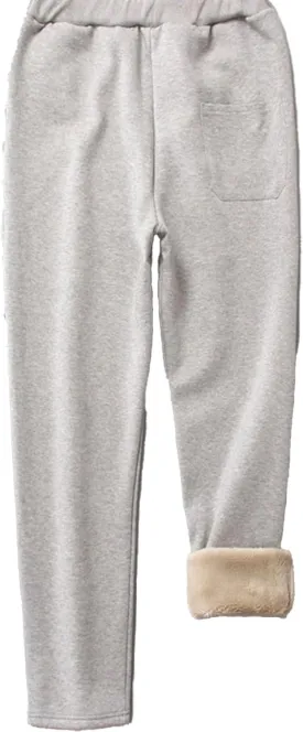 Women's Sherpa Lined Sweatpants, Winter Sherpa Lined, Warm Lounge Pant Athletic Joggers with Pockets