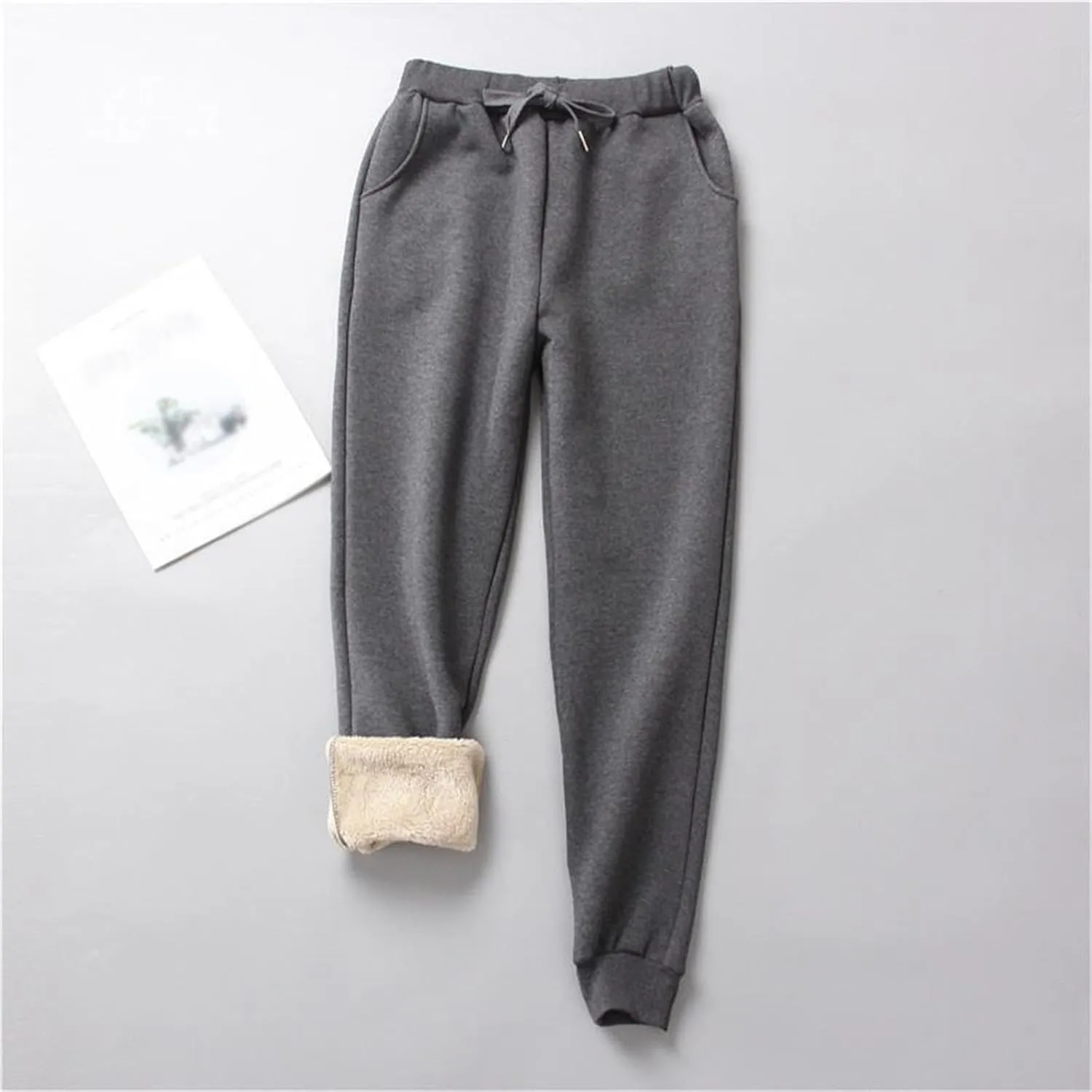 Women's Sherpa Lined Sweatpants, Winter Sherpa Lined, Warm Lounge Pant Athletic Joggers with Pockets