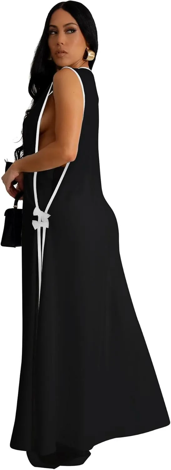 Womens Sleeveless Suit Vest Dress Wide Leg Pants Business Casual Blazer Set Multi Pockets Overalls