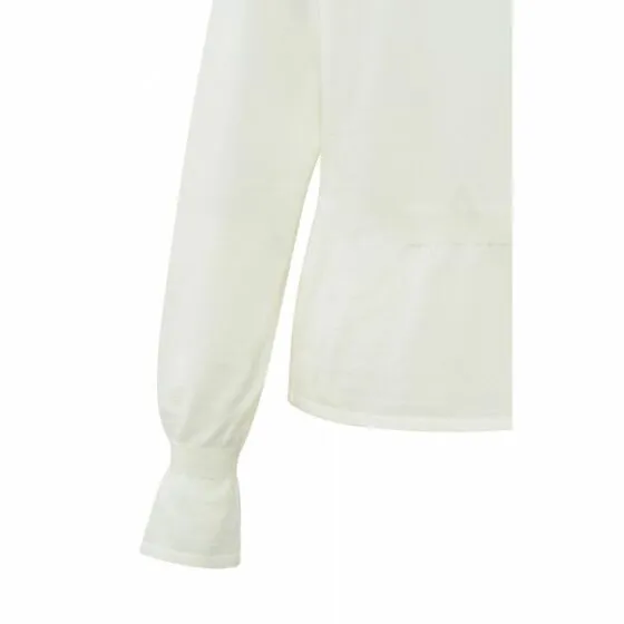YAYA v-neck wool white w ruffle l/slv sweater
