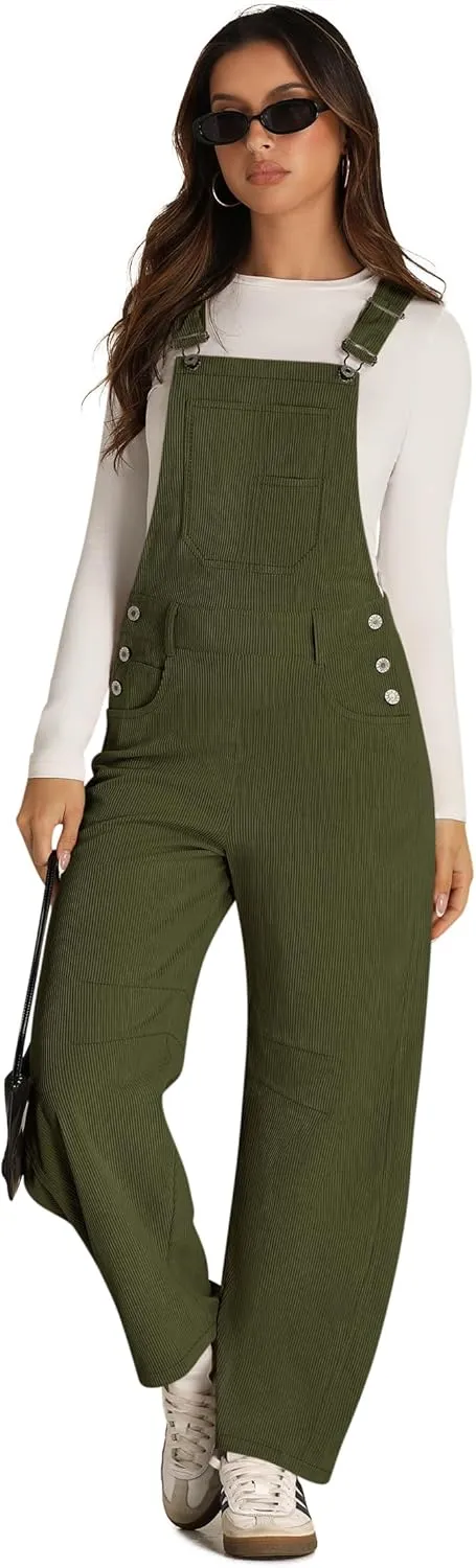 Yousify Overalls for Women Loose Fit Wide Leg One Piece Jumpsuits Casual Fleece Bib Overall with Pockets S-2XL