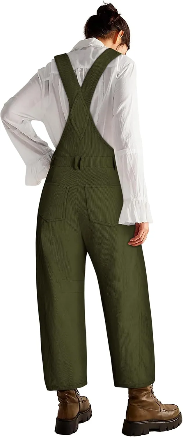 Yousify Overalls for Women Loose Fit Wide Leg One Piece Jumpsuits Casual Fleece Bib Overall with Pockets S-2XL