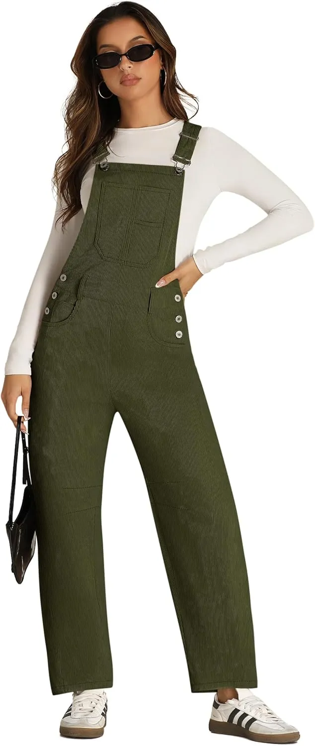 Yousify Overalls for Women Loose Fit Wide Leg One Piece Jumpsuits Casual Fleece Bib Overall with Pockets S-2XL